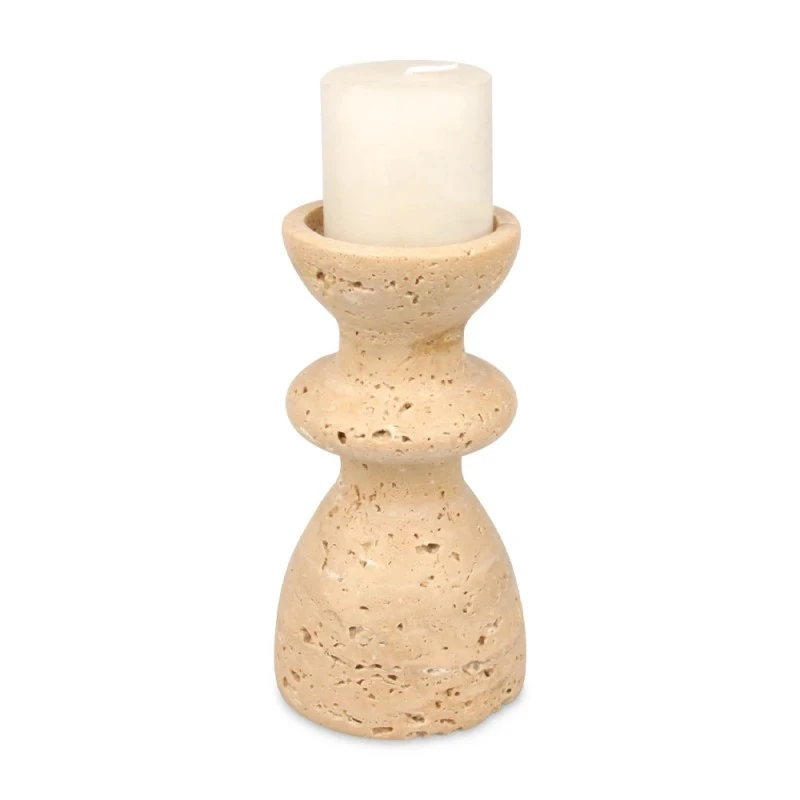 Beige Travertine Candle Holder