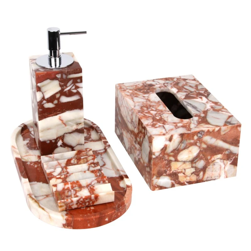Bulgari Red Marble Bathroom Set