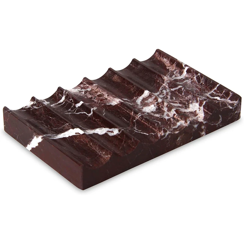 Luxury Italy Marbles Soap Dish Holder Rosa Levanto Rectangle Red Marble Soap Holder use for Bathroom