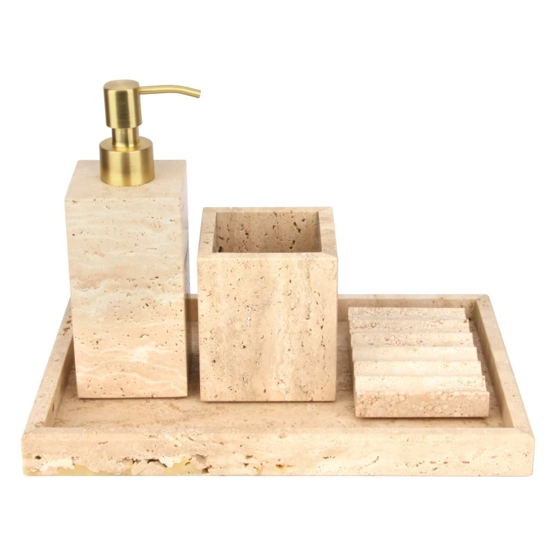 Beige Travertine Marble Bathroom Set