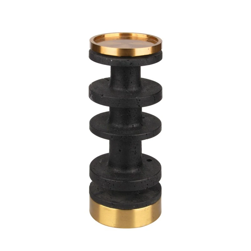 Luxurious Black Travertine Marble Candle Holder