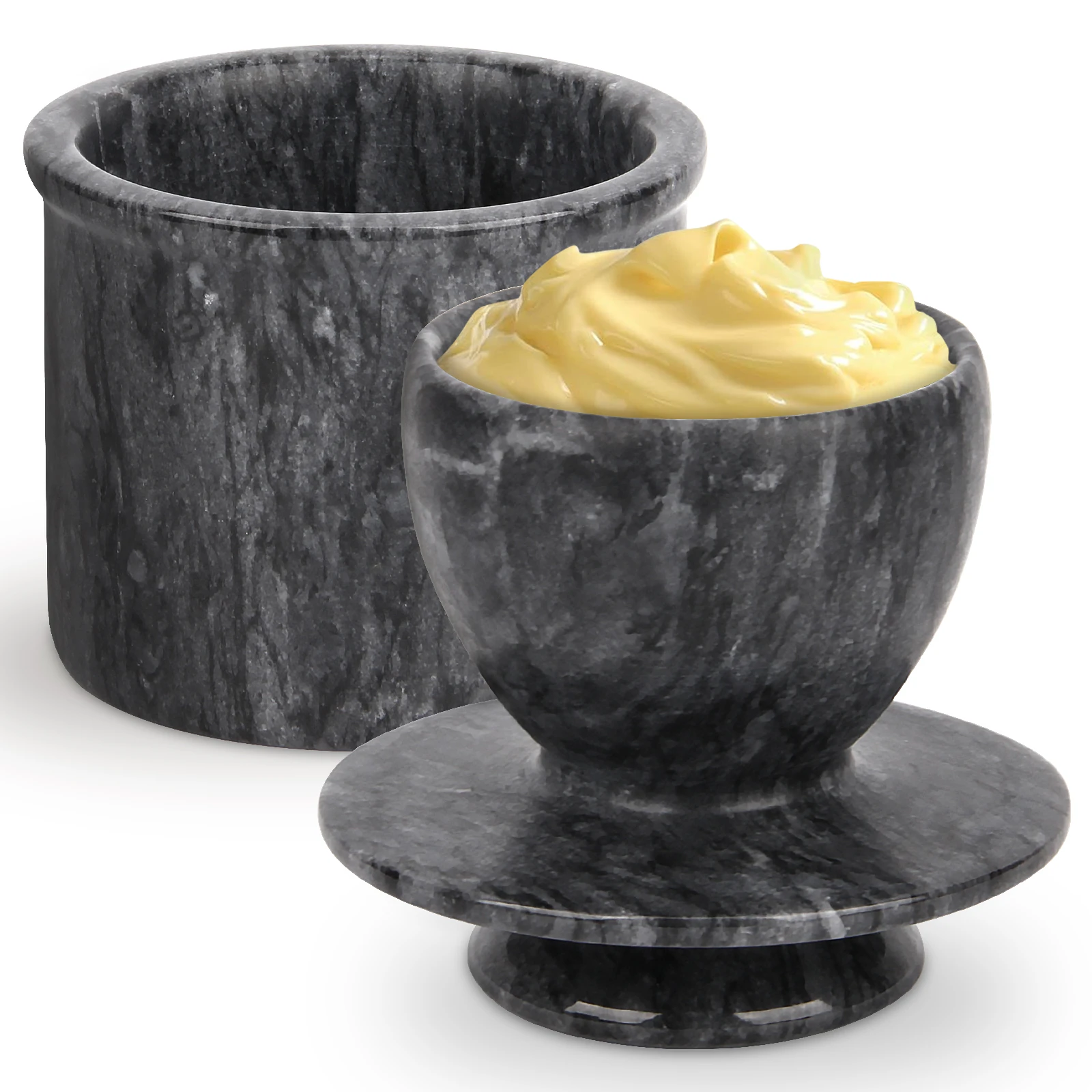 Dark grey marble butter keeper