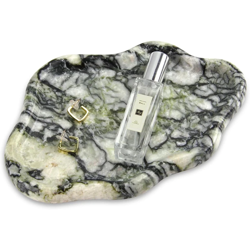Green Emerald Cloud Marble Jewelry Tray