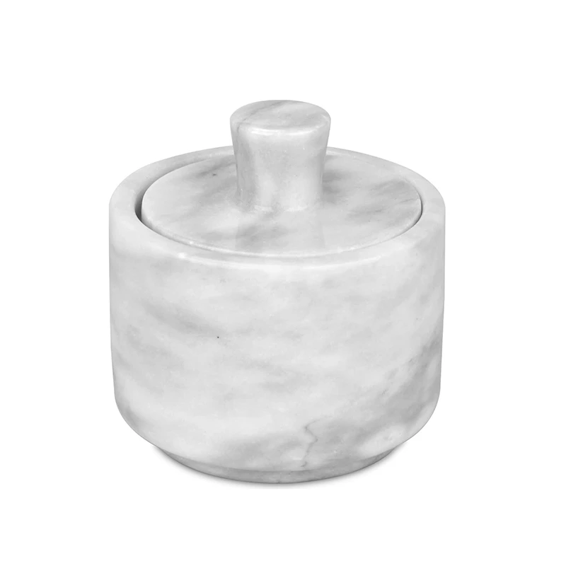 White Grey Marble Salt Cellar