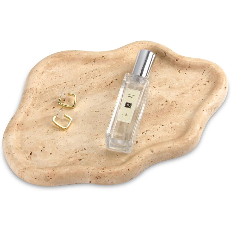 Beige Travertine Cloud Marble Jewelry Tray
