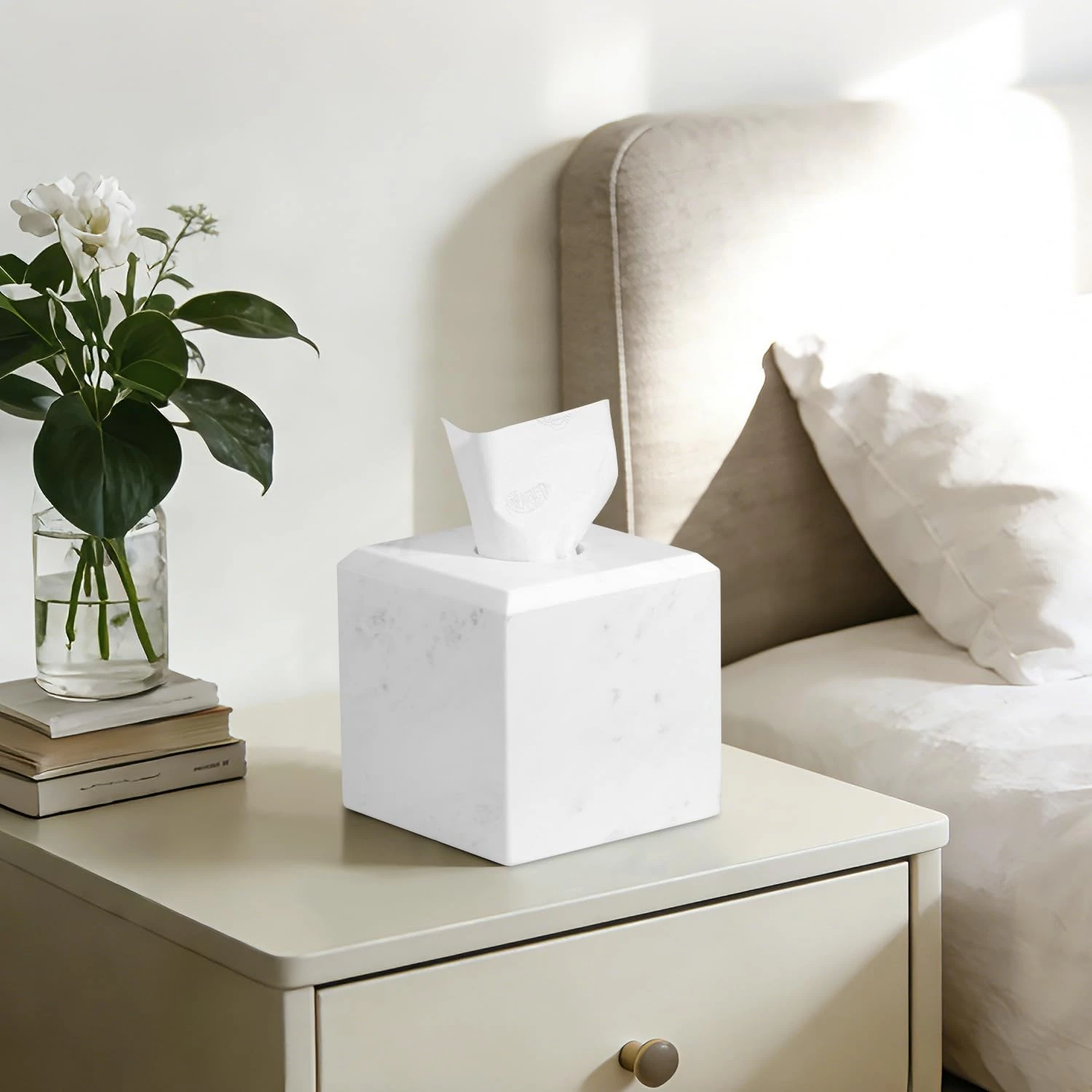 Marble White Tissue Box