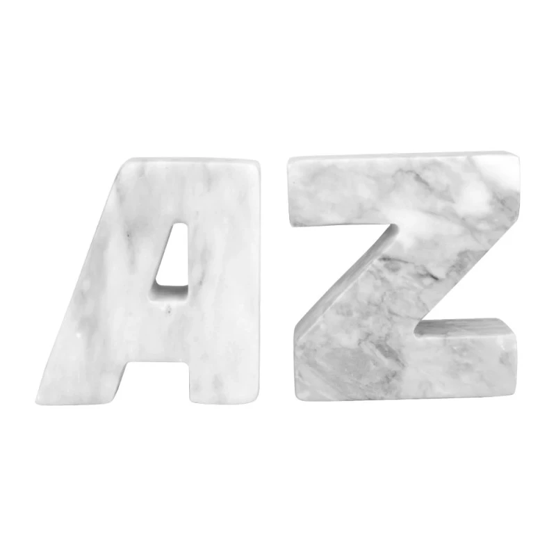 Set of 2 AZ  White Grey Marble Bookend