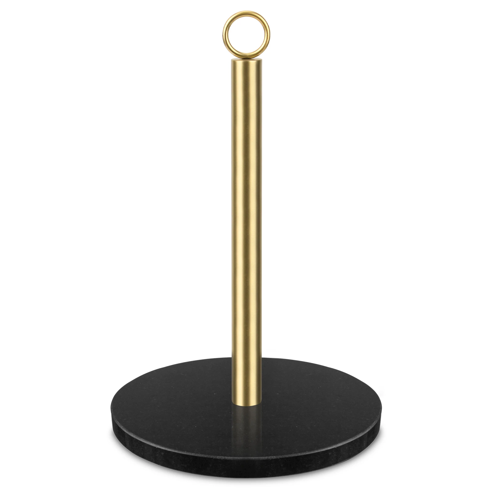 Paper Towel holder with Black marble Base and Gold SS  Pole