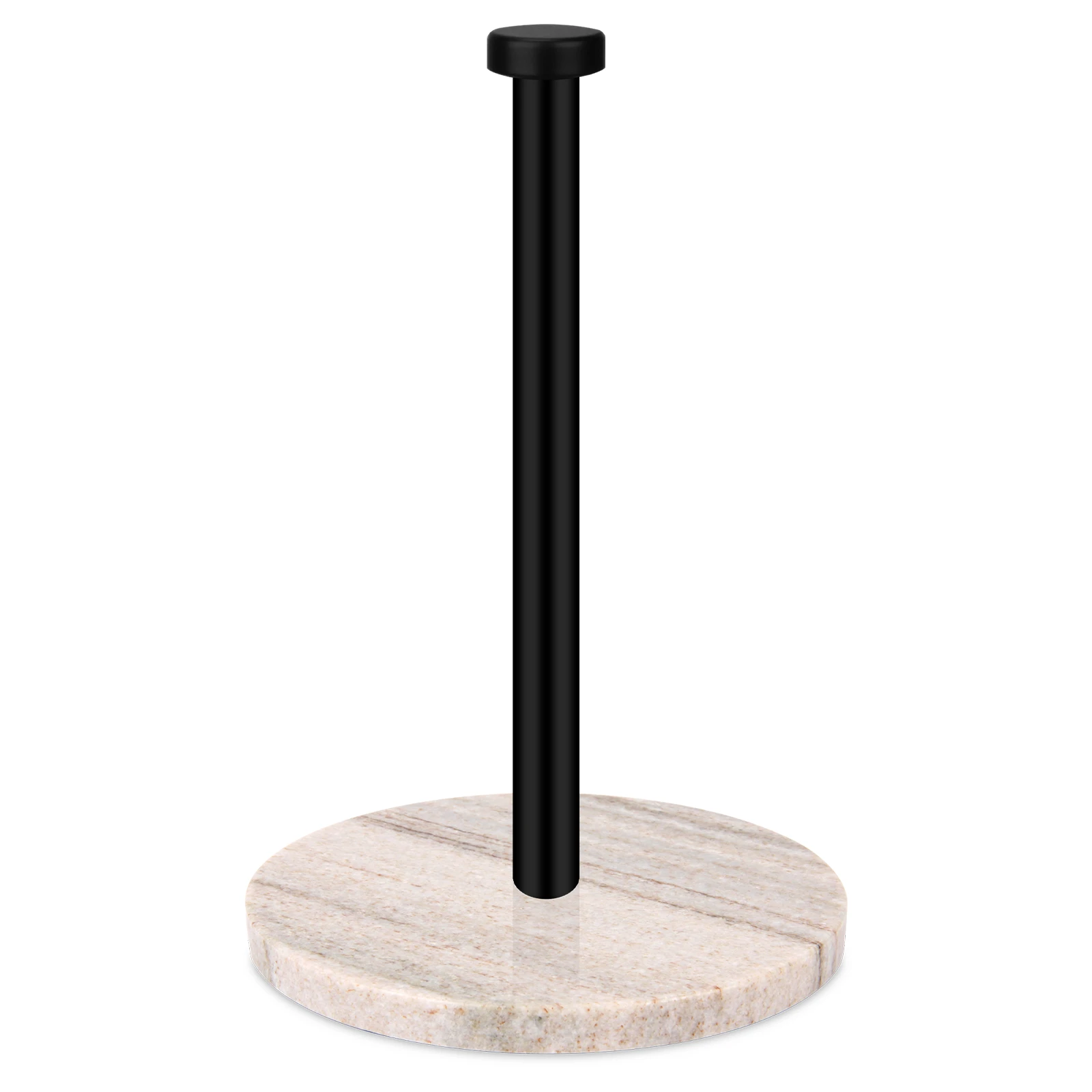Paper Towel holder with viva jade marble Base and Black SS  Pole