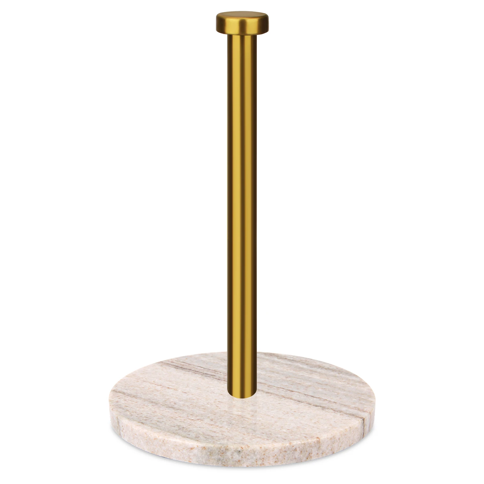 Paper Towel holder with viva jade marble Base and Gold SS  Pole