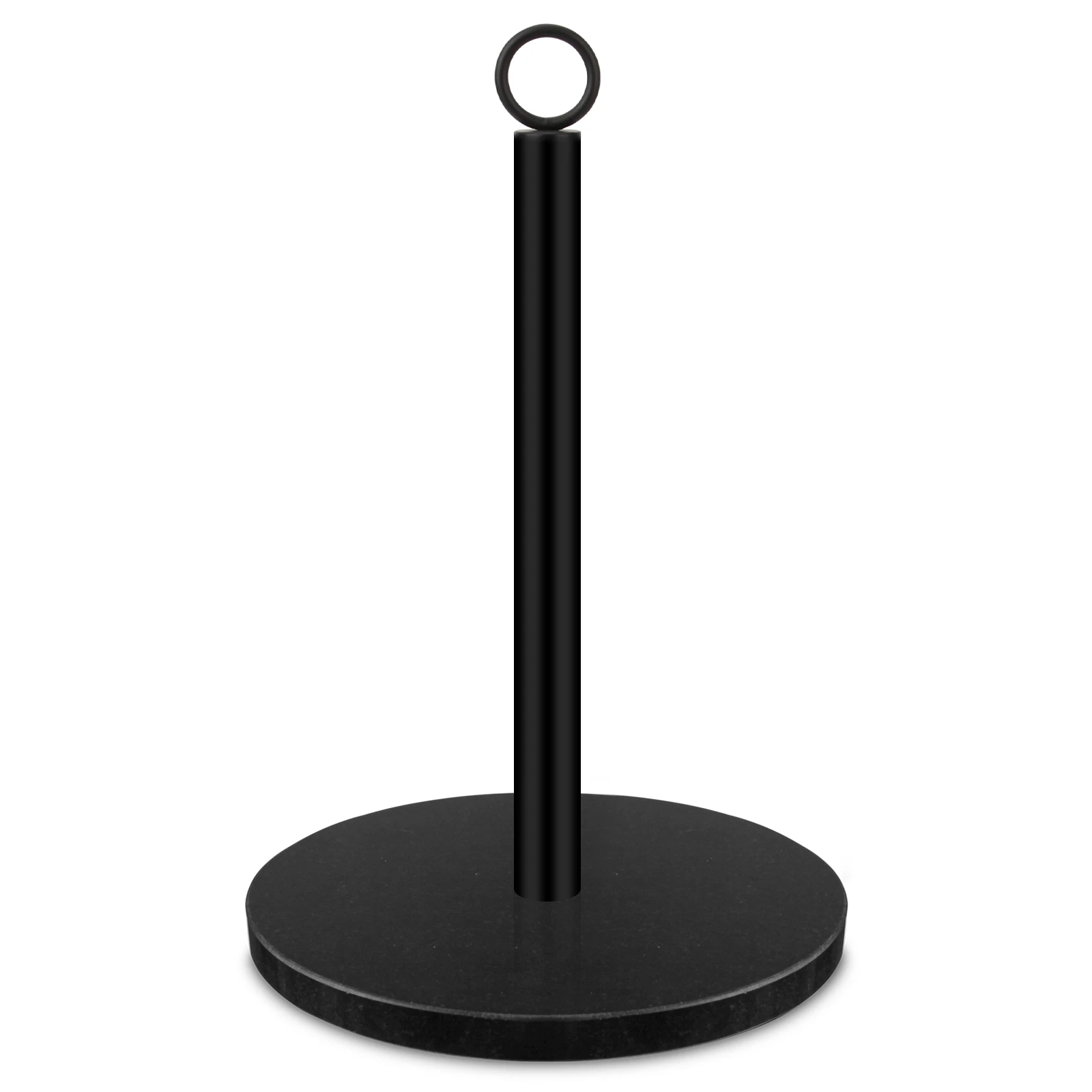 Paper Towel holder with Black marble Base and Black SS  Pole