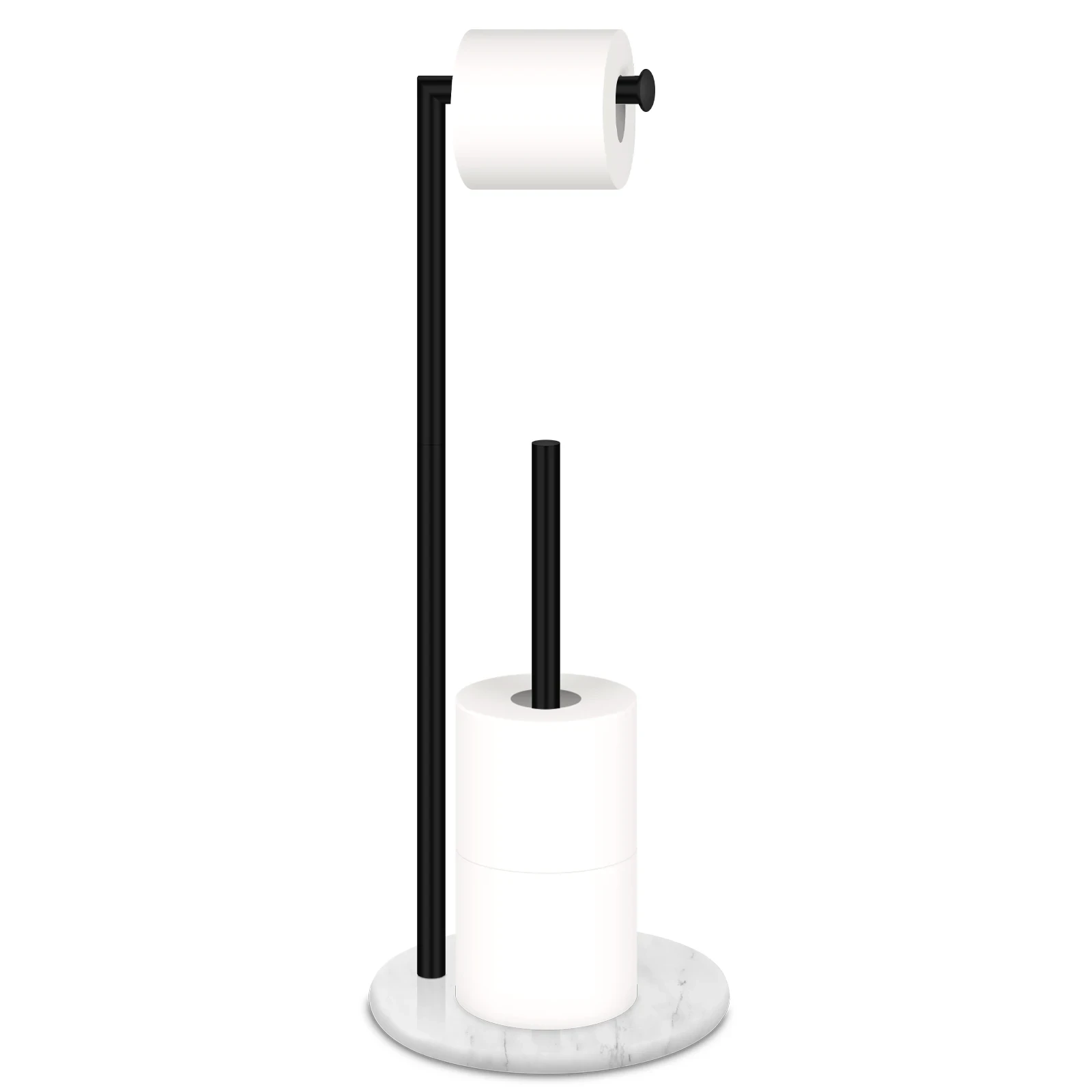 Black  toilet paper holder with black marble base ,unassembled