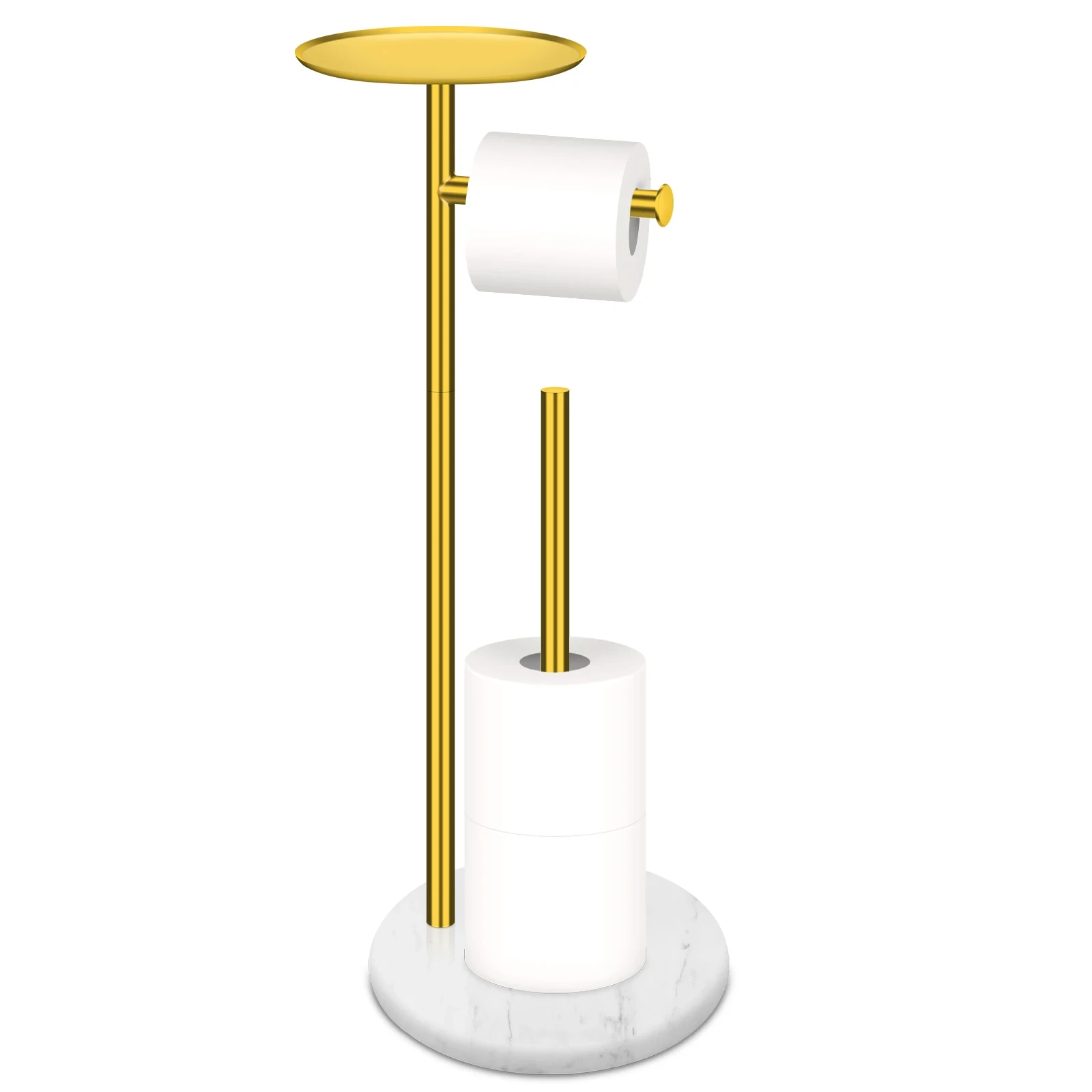 Golden  toilet paper holder with white marble base ,unassembled