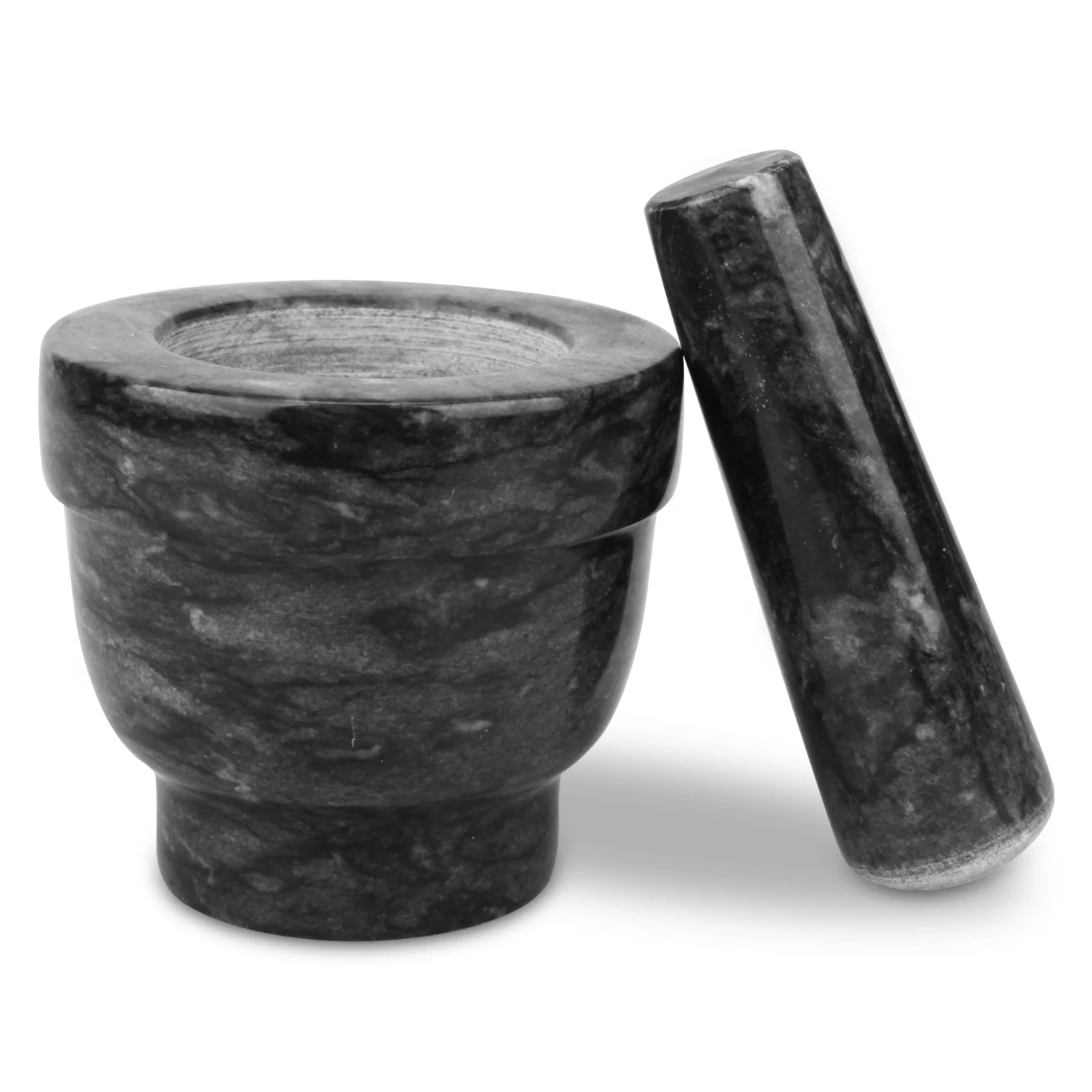 Black grey marble mortar and pestle D8x7.5cm H