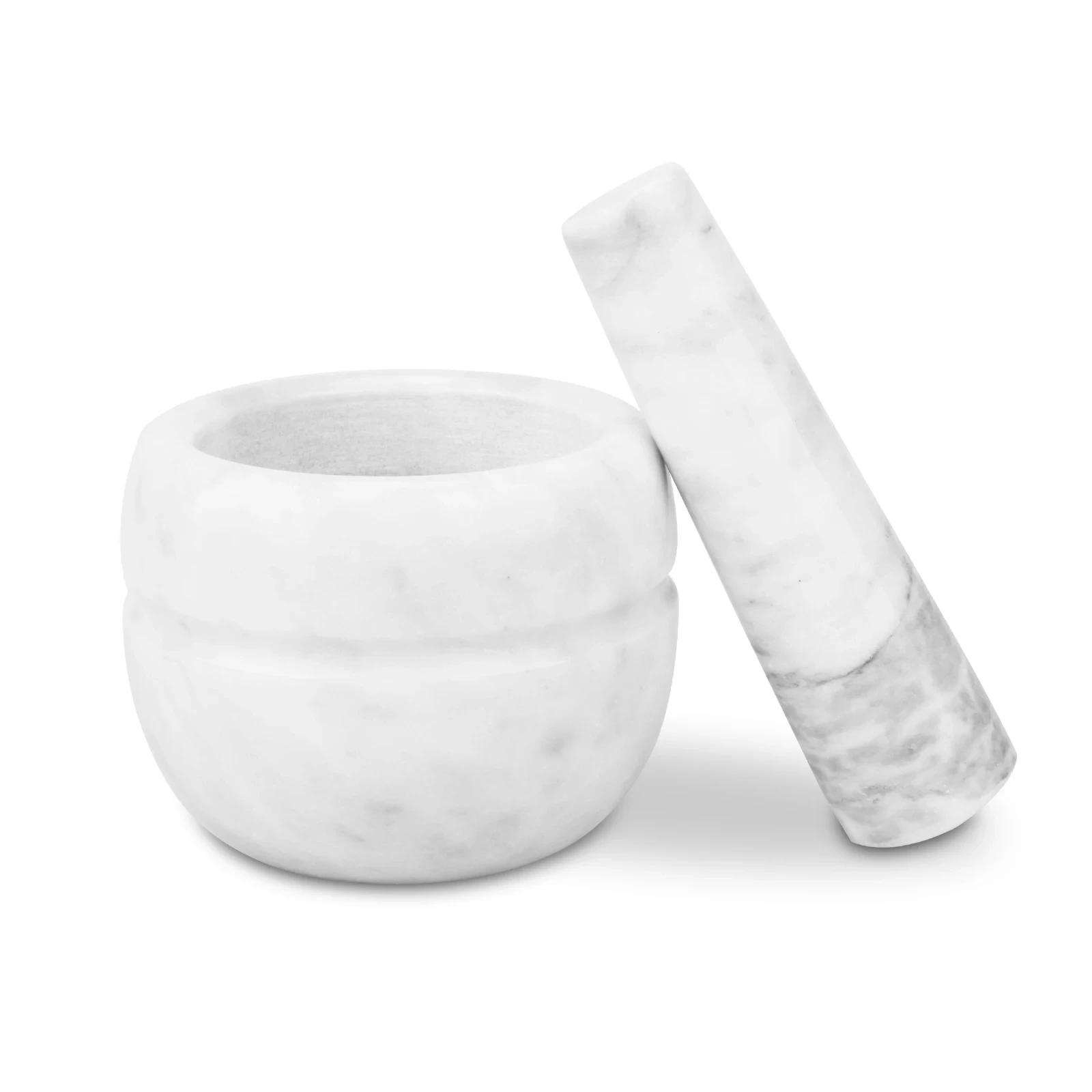 White grey marble mortar and pestle D10x8cm H