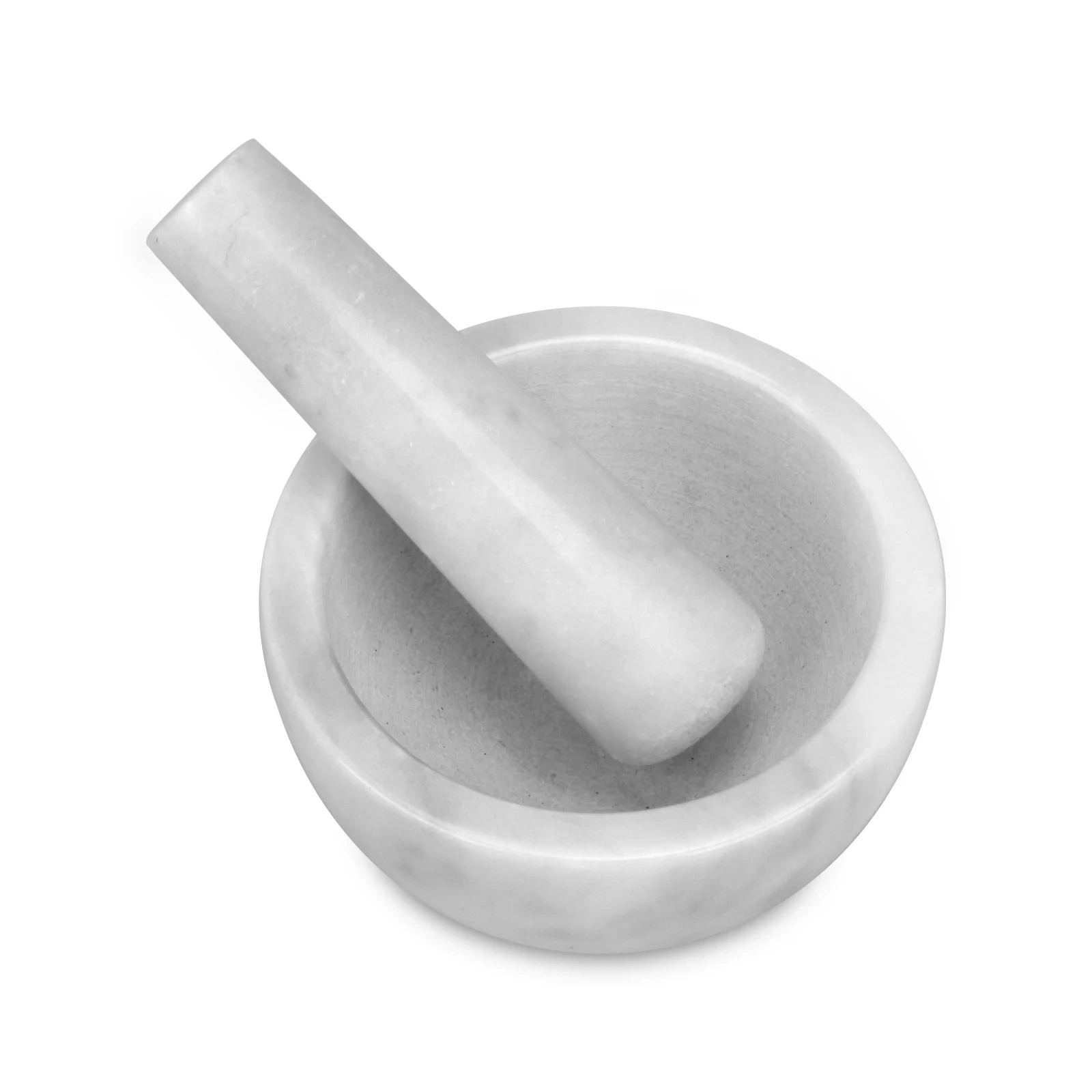 White grey marble mortar and pestle D11.5x6.5cm H