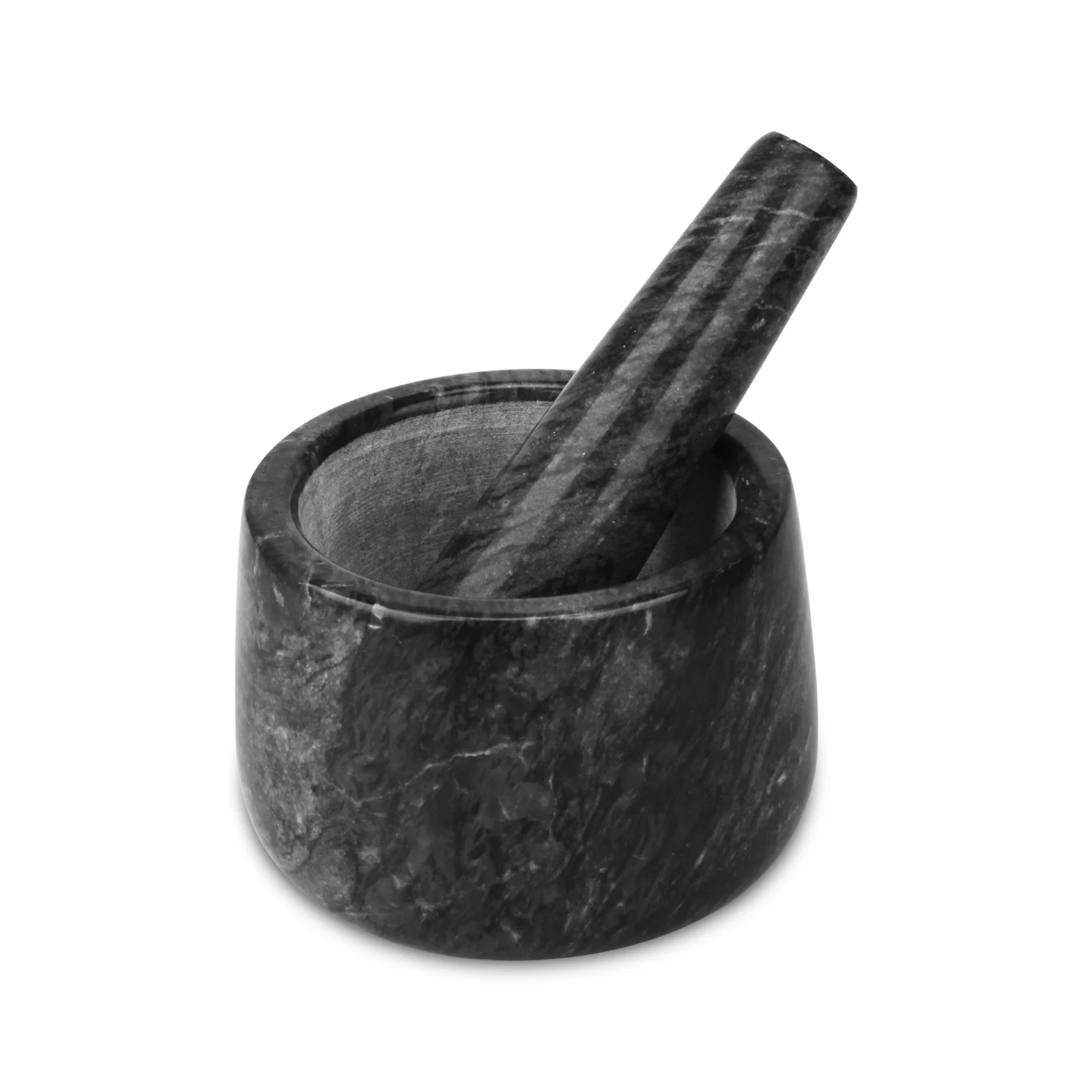 Black grey marble mortar and pestle D12.5x8.5cm H