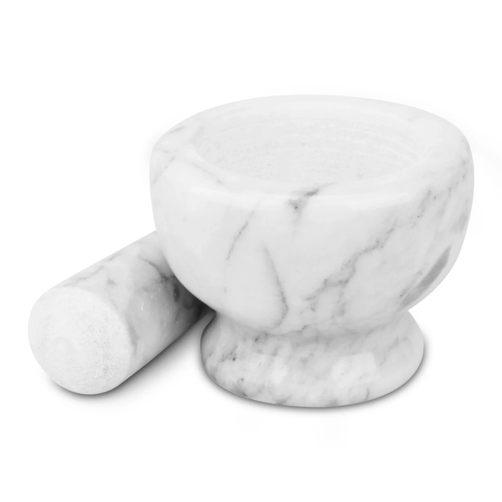 White grey marble mortar and pestle D8x6cm H