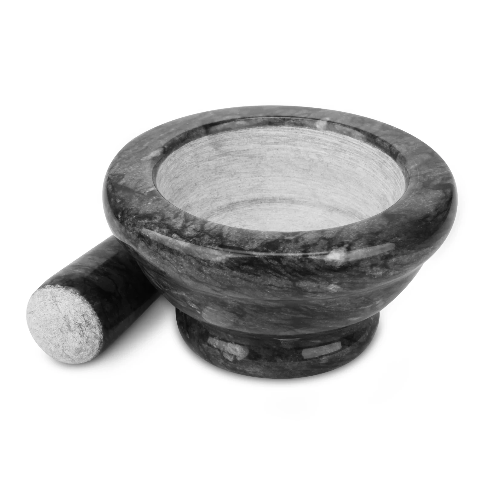 Black grey marble mortar and pestle D15x8cm H