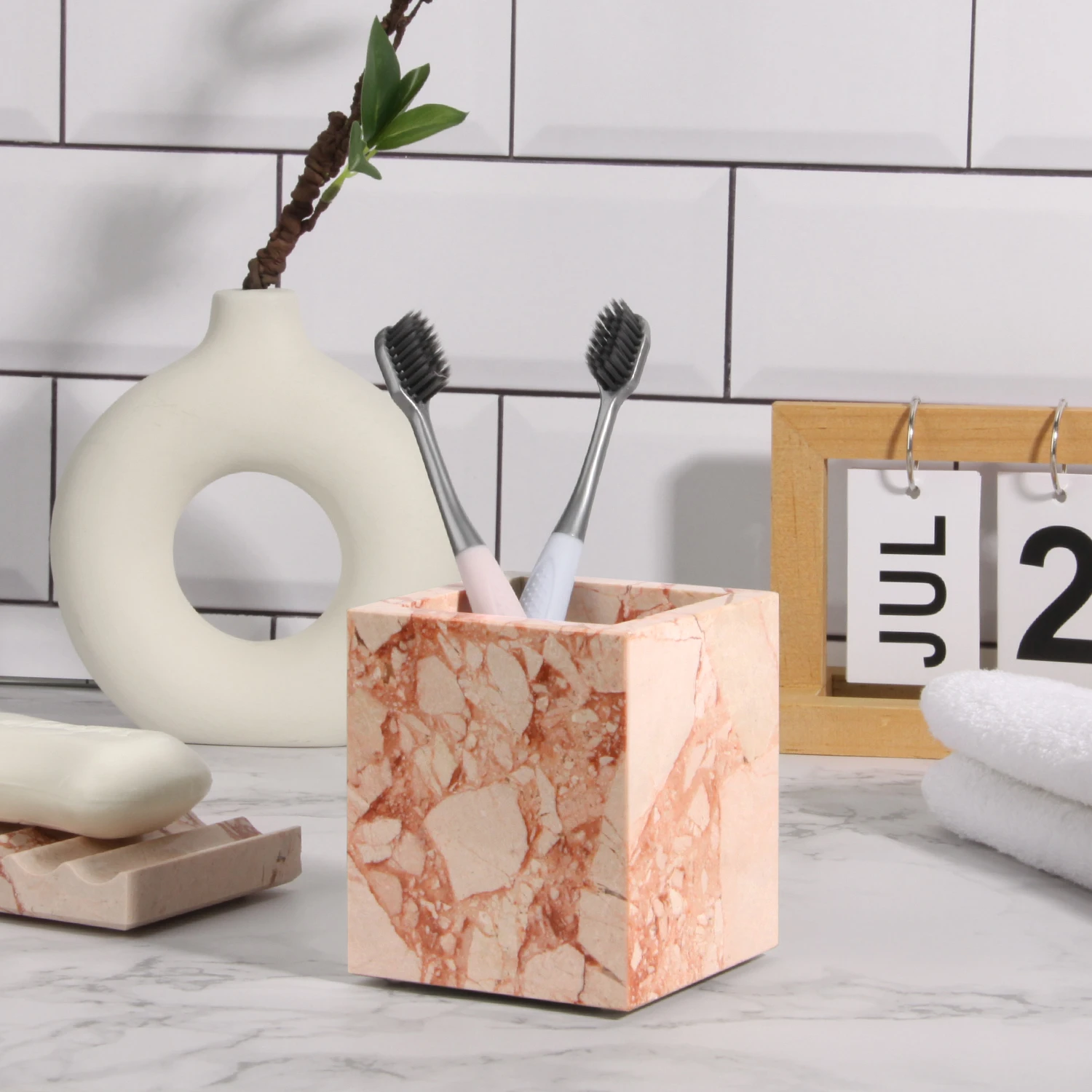 Red Bulgari Marble Toothbrush Holder