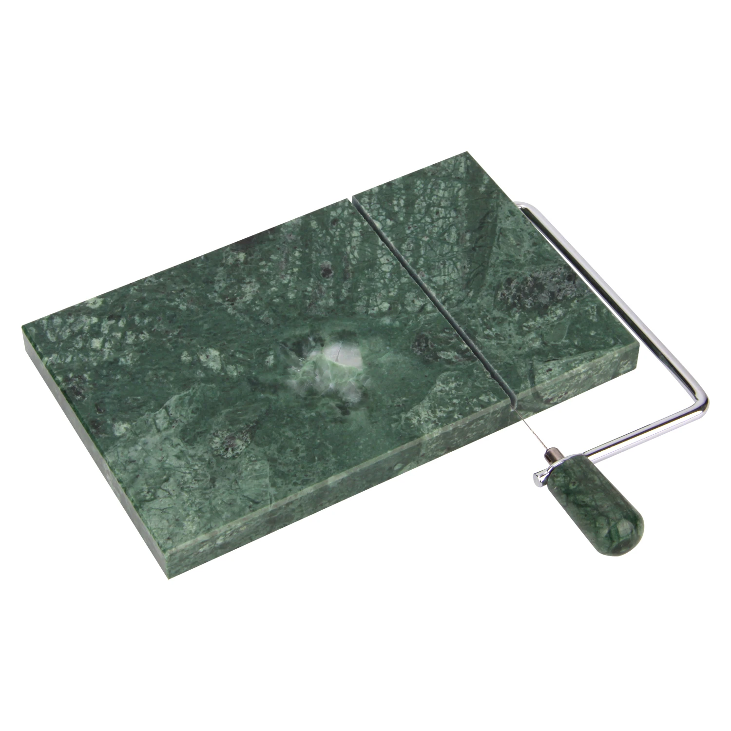 Green marble cheese slicer with stone handle