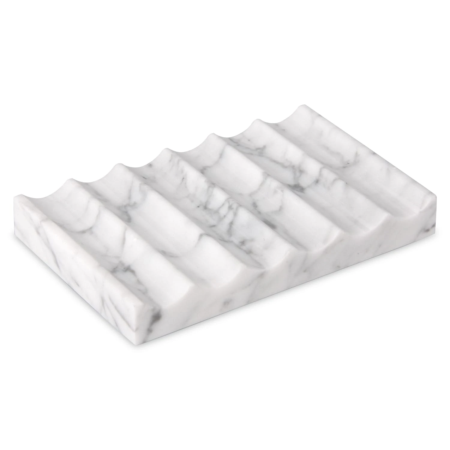 Wavy white carrara marble soap dish