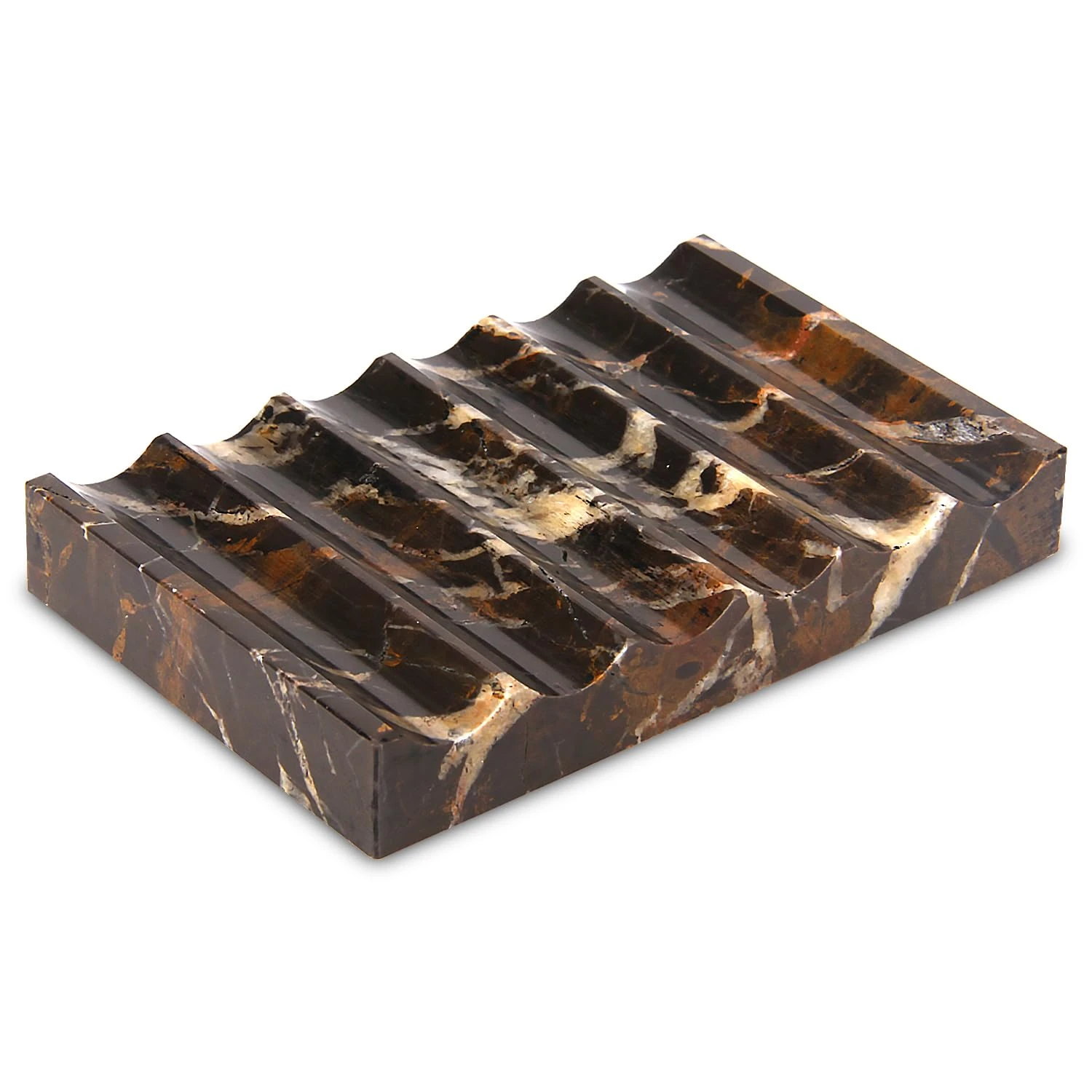 Wavy portoro marble soap dish