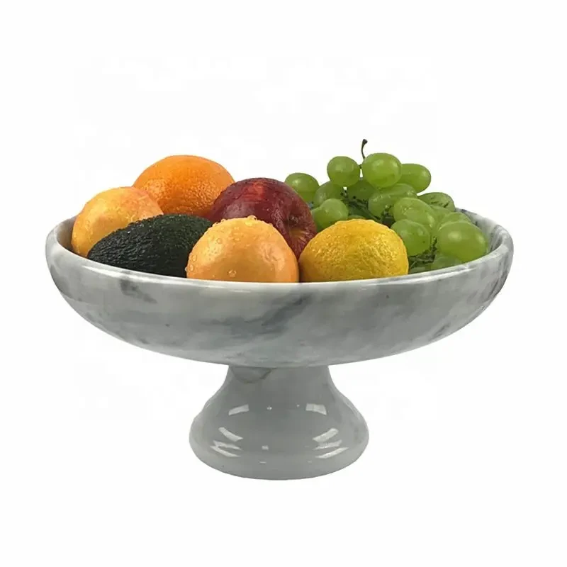 Round White grey marble fruit tray