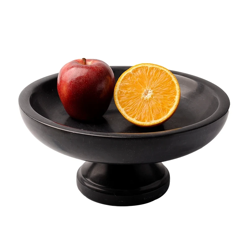Round Dark grey marble fruit tray