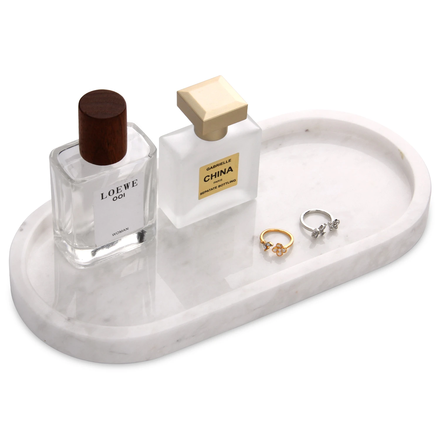 White Carrara Marble Oval Tray