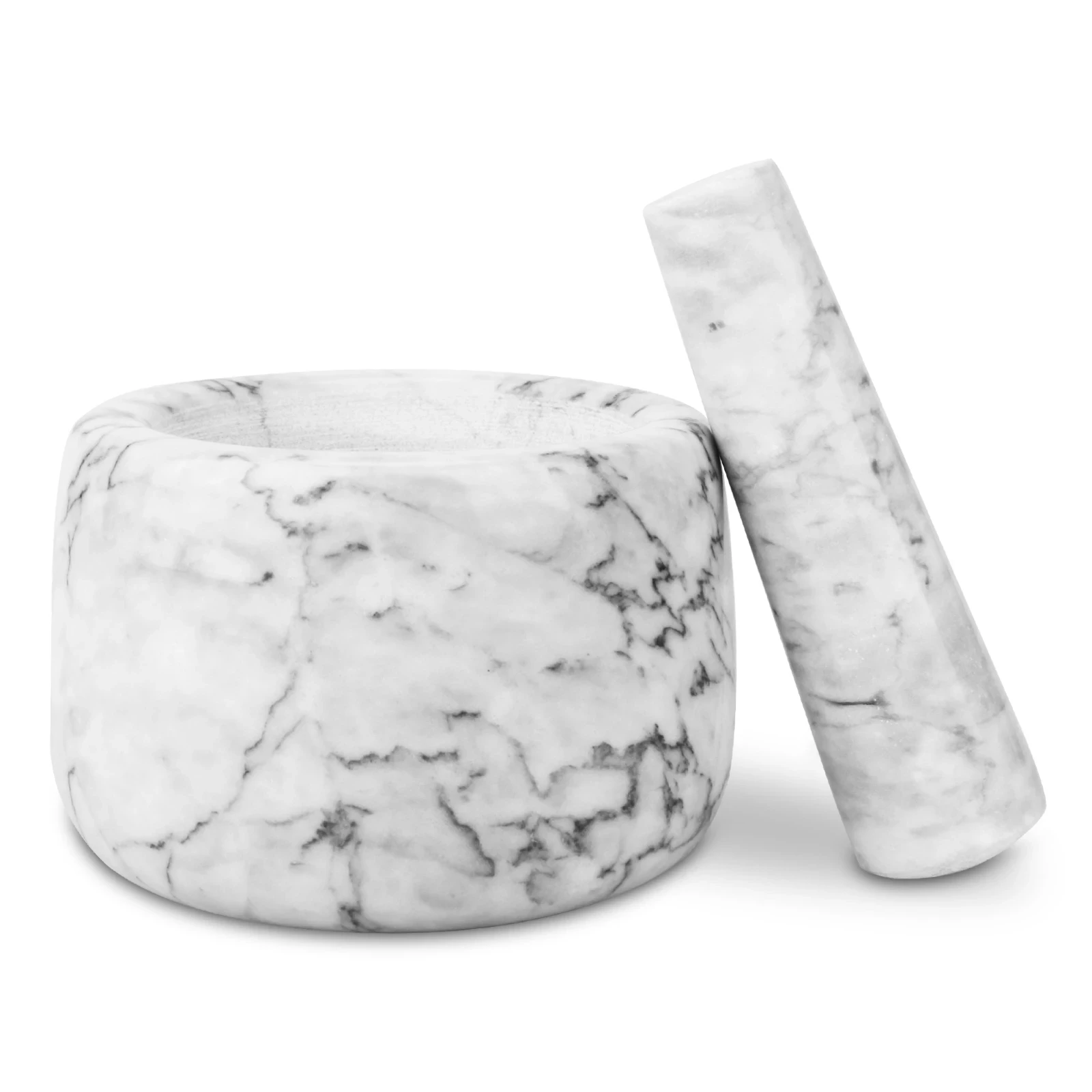 White grey marble mortar and pestle D12.5x8.5cm H