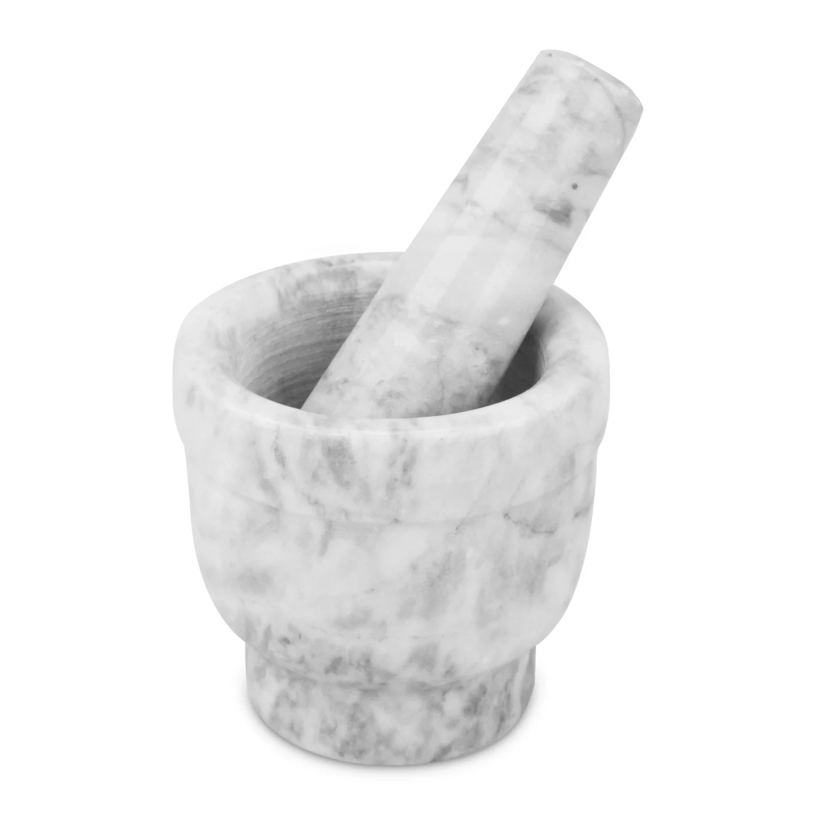 White grey marble mortar and pestle D8x7.5cm H