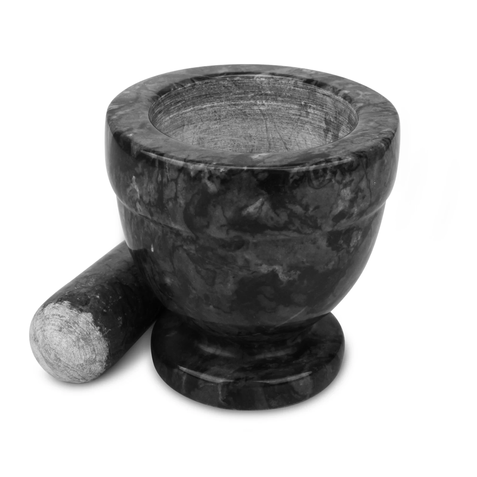 Black grey marble mortar and pestle D10.5x10.5cm H