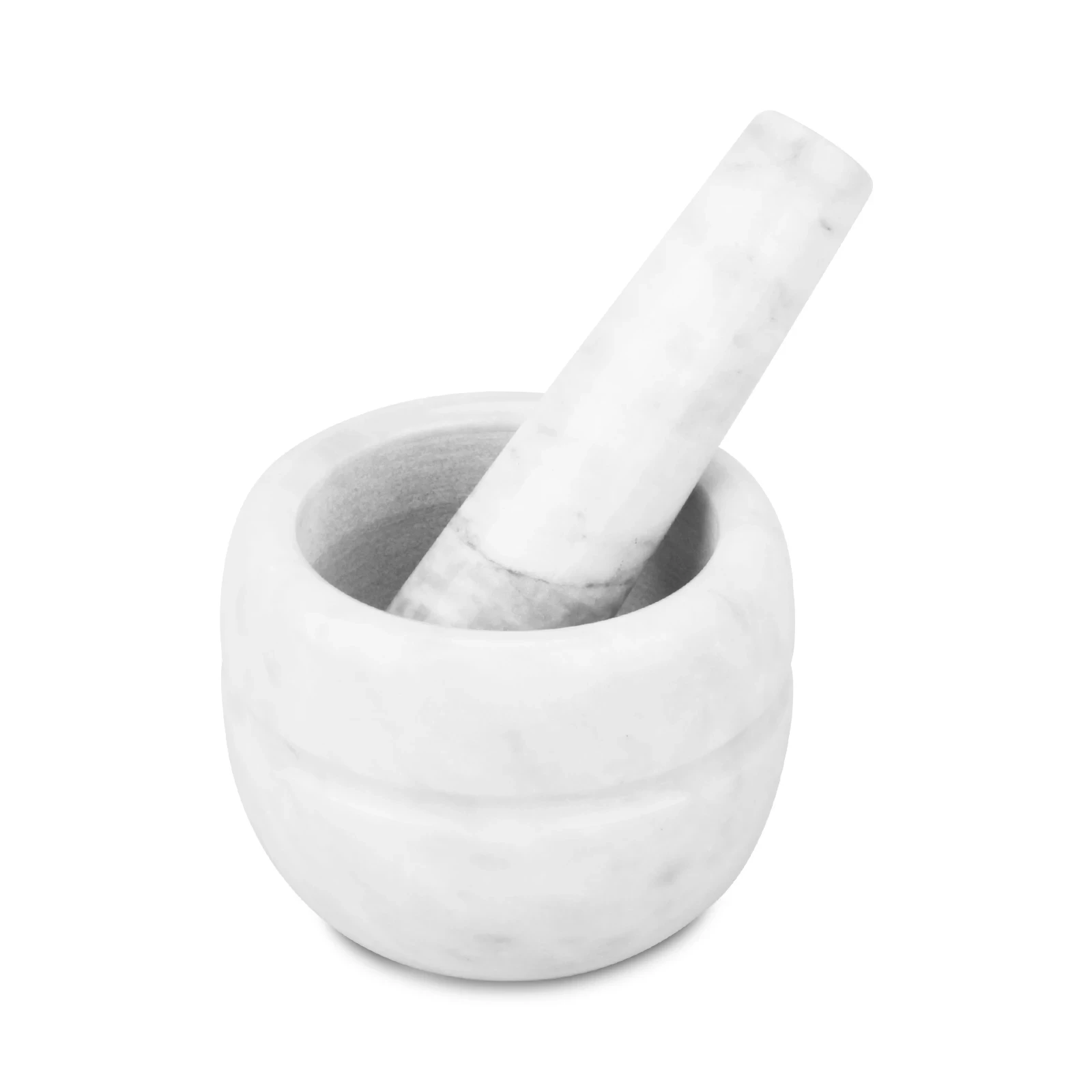 White grey marble mortar and pestle D10x8cm H