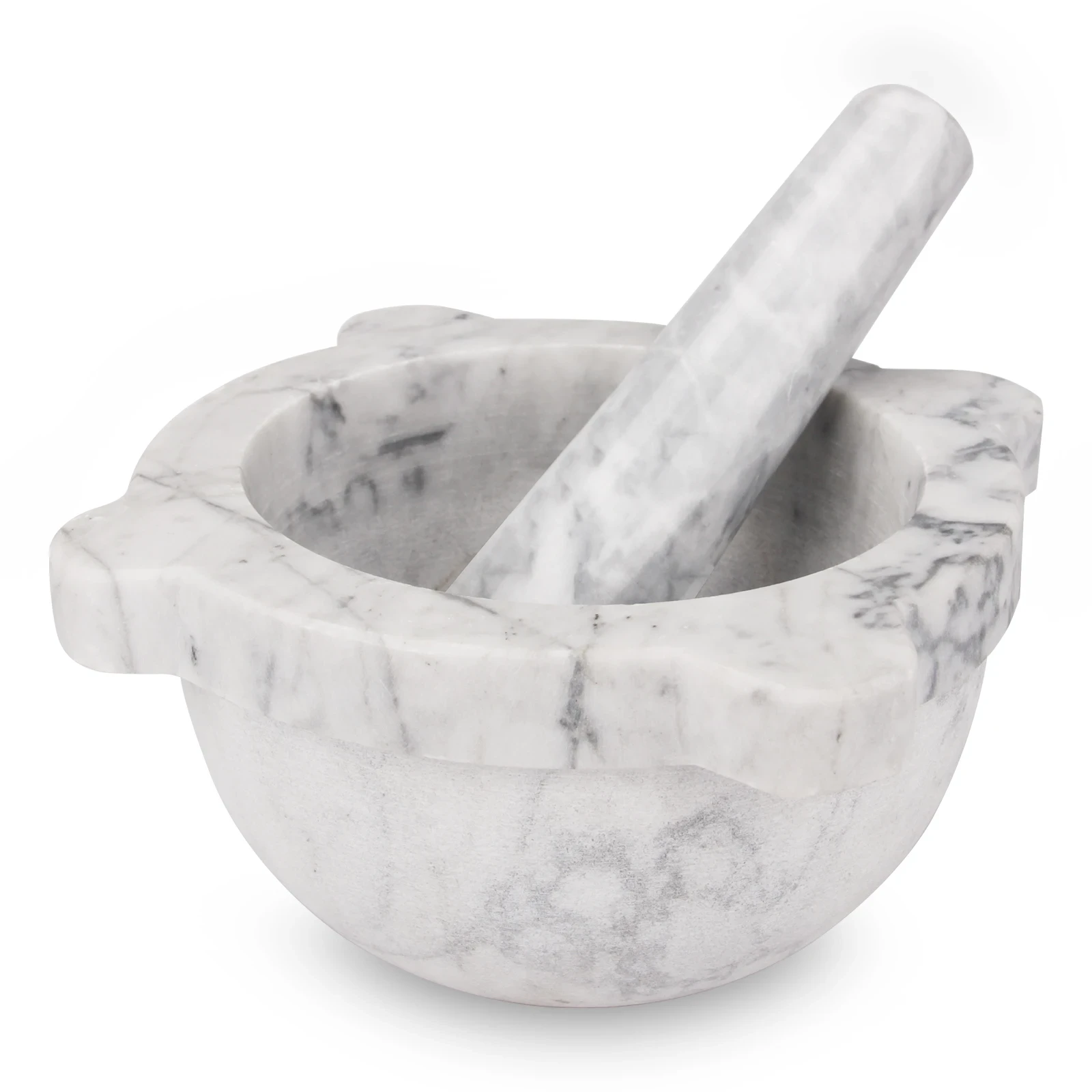 White grey marble mortar and pestle D22x10cm H