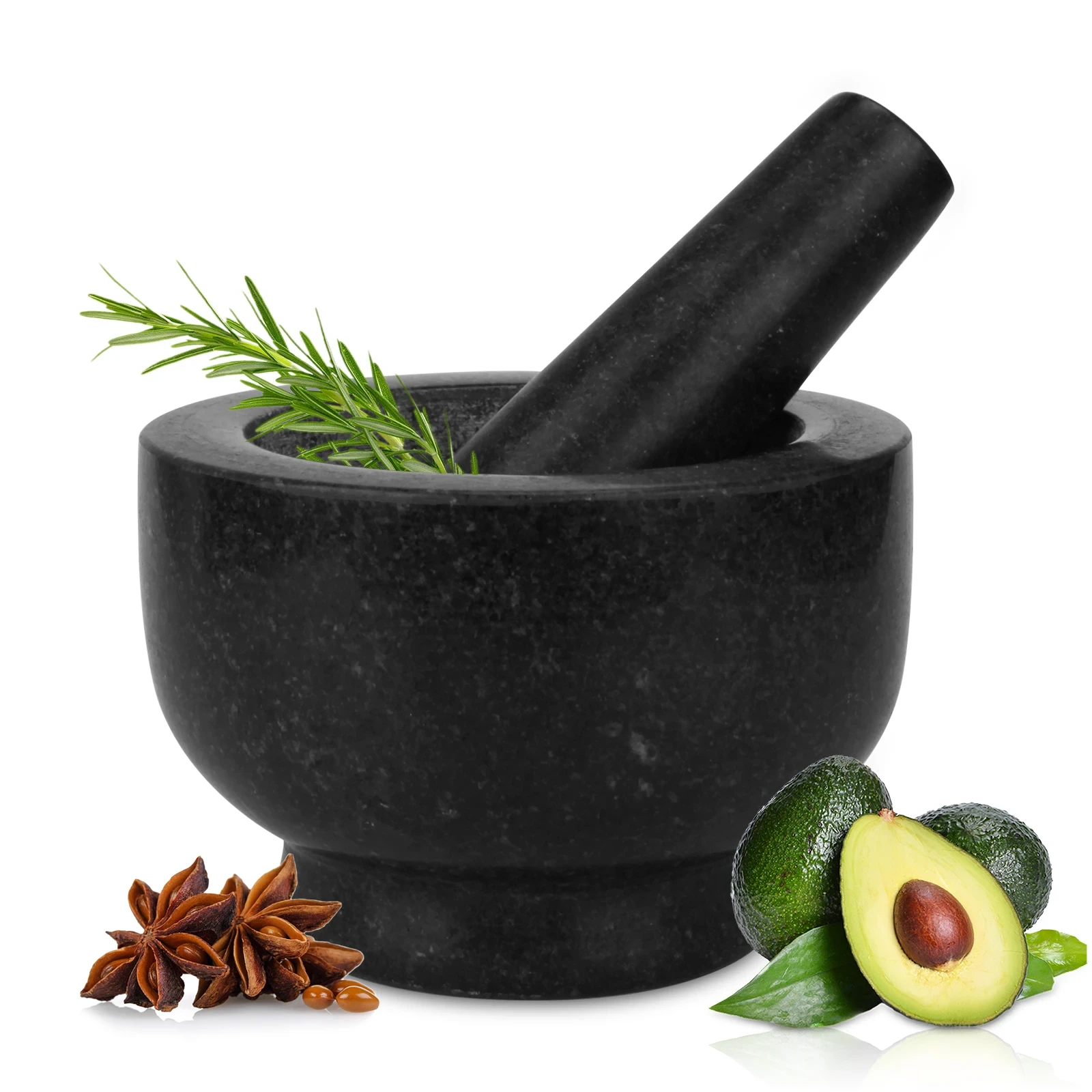 Granite mortar and pestle D9x6.5cm H