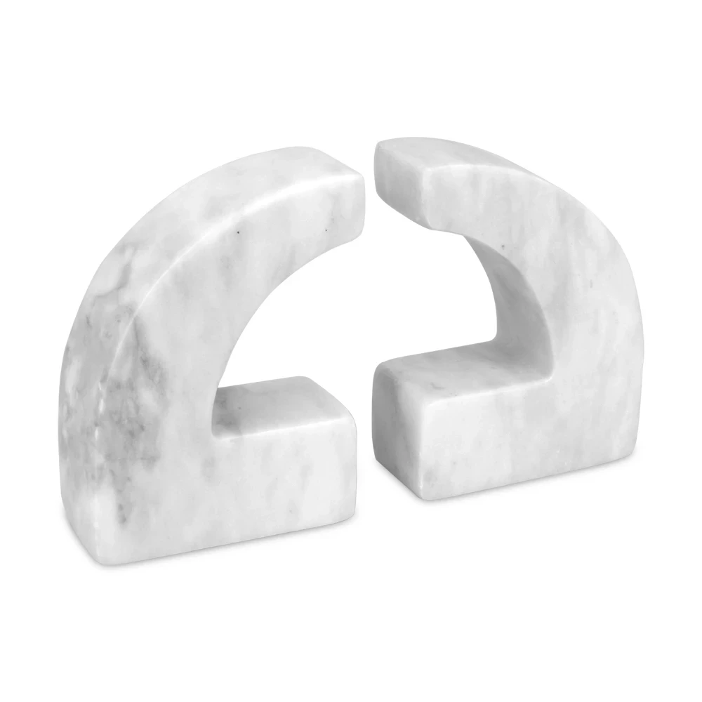 Set of 2 white grey marble bookends