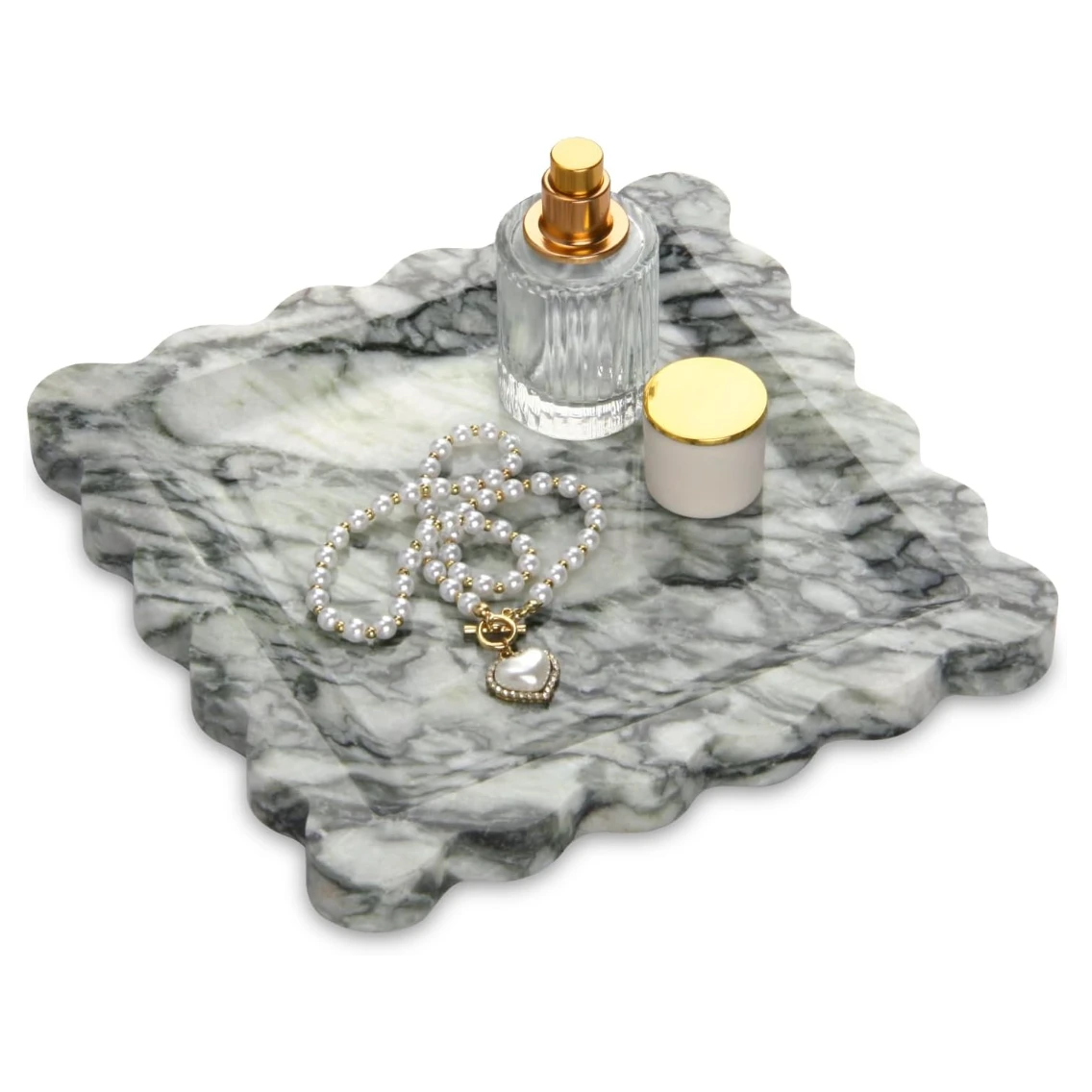 Green Emerald marble tray with wave edge