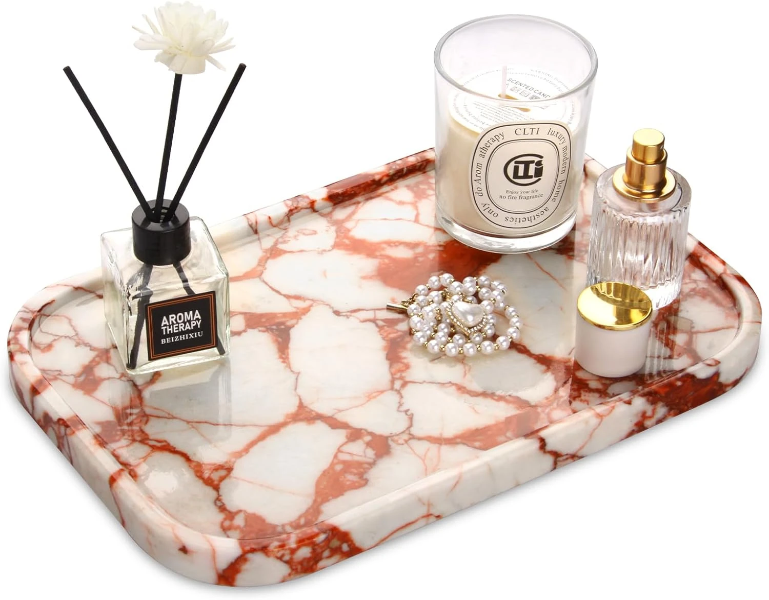 Luxury Bulgari Red marble tray