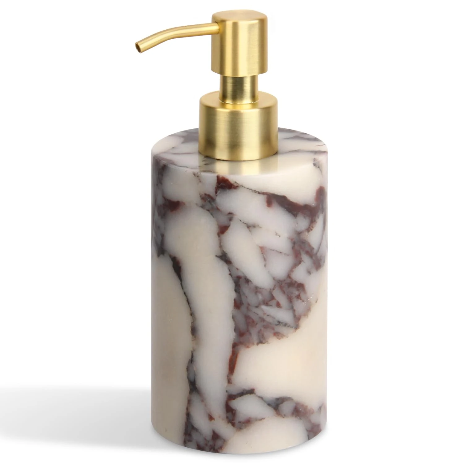 Purple Bulgari round marble soap dispenser