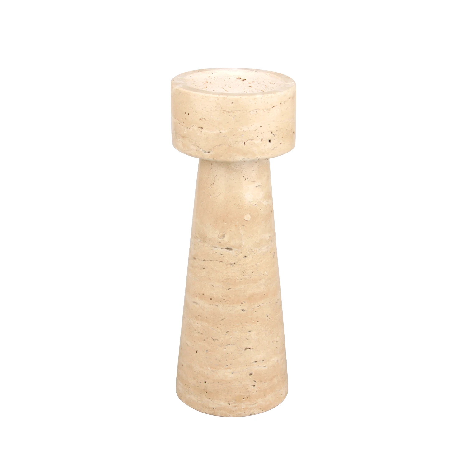 beige travertine candle holder