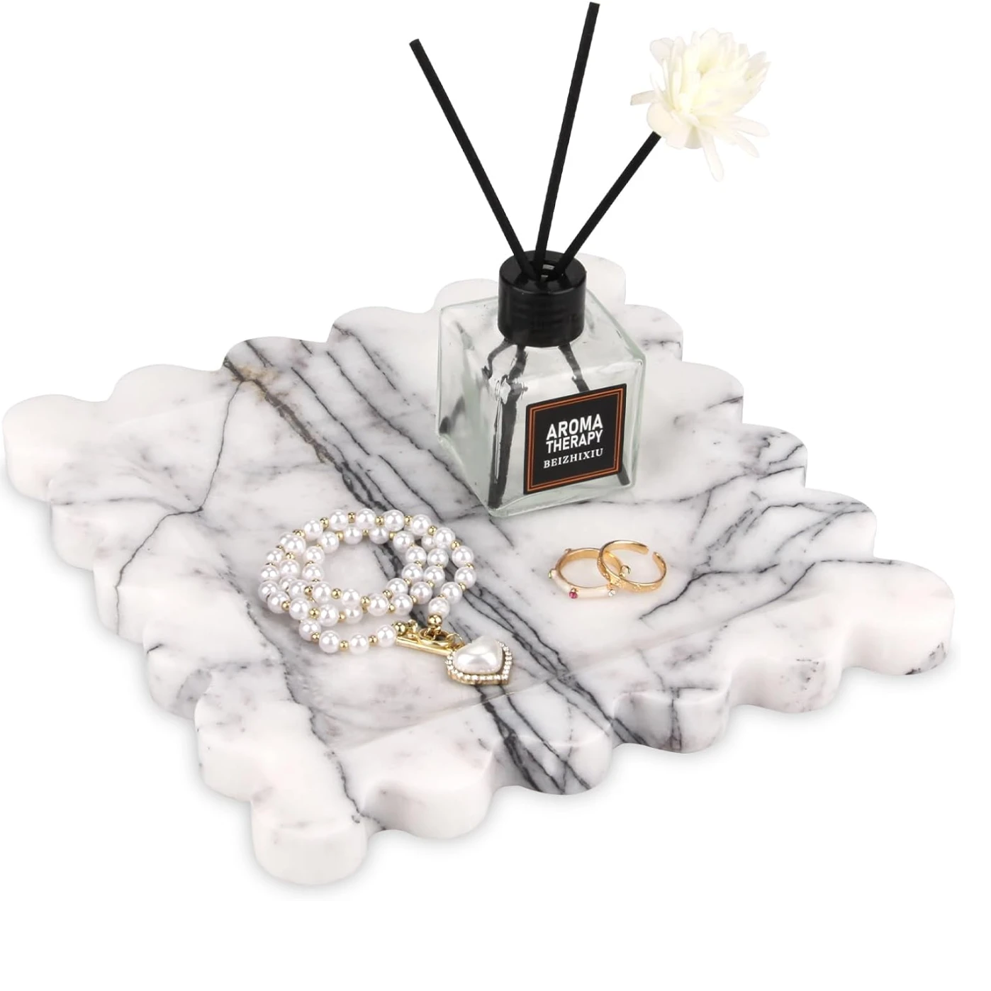 Lilac marble tray with wave edge