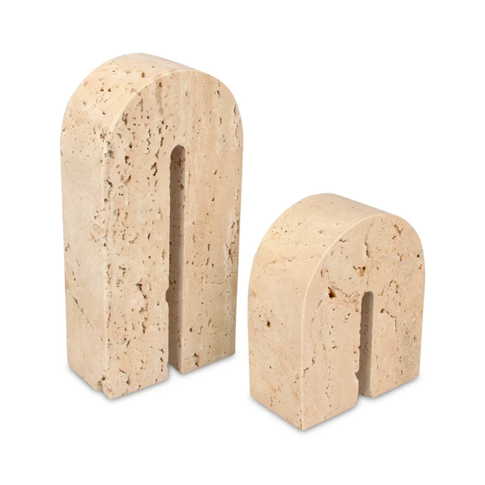 Arch set 2  beige travertine marble home decoration