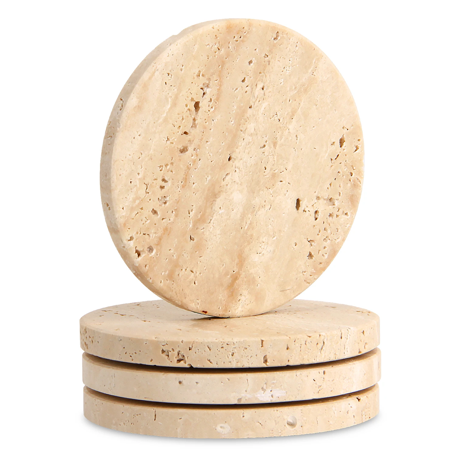 Set of 4 travertine  round coasters