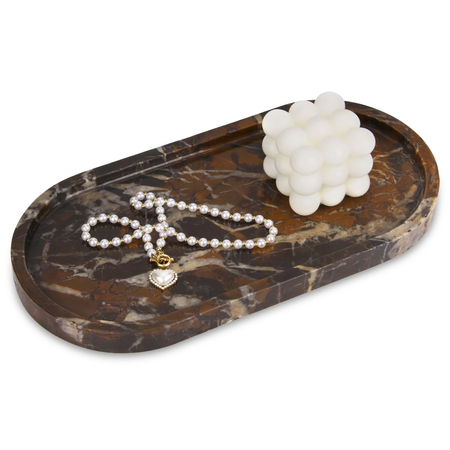 Luxury oval  Portoro marble tray