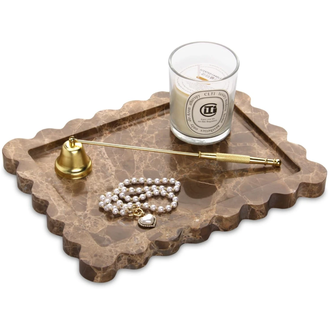 Luxury Coffee Net rectangle marble tray with wave edge