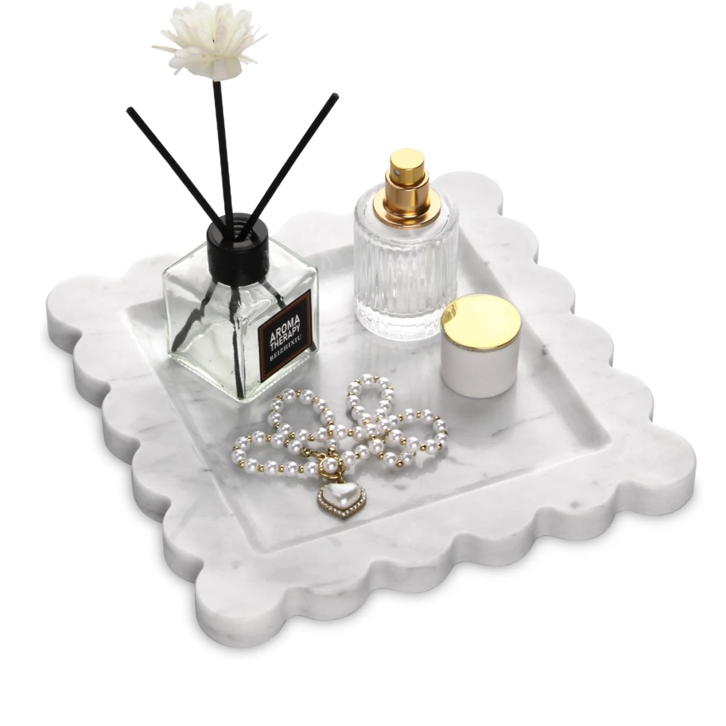 Carrara  marble tray with wave edge