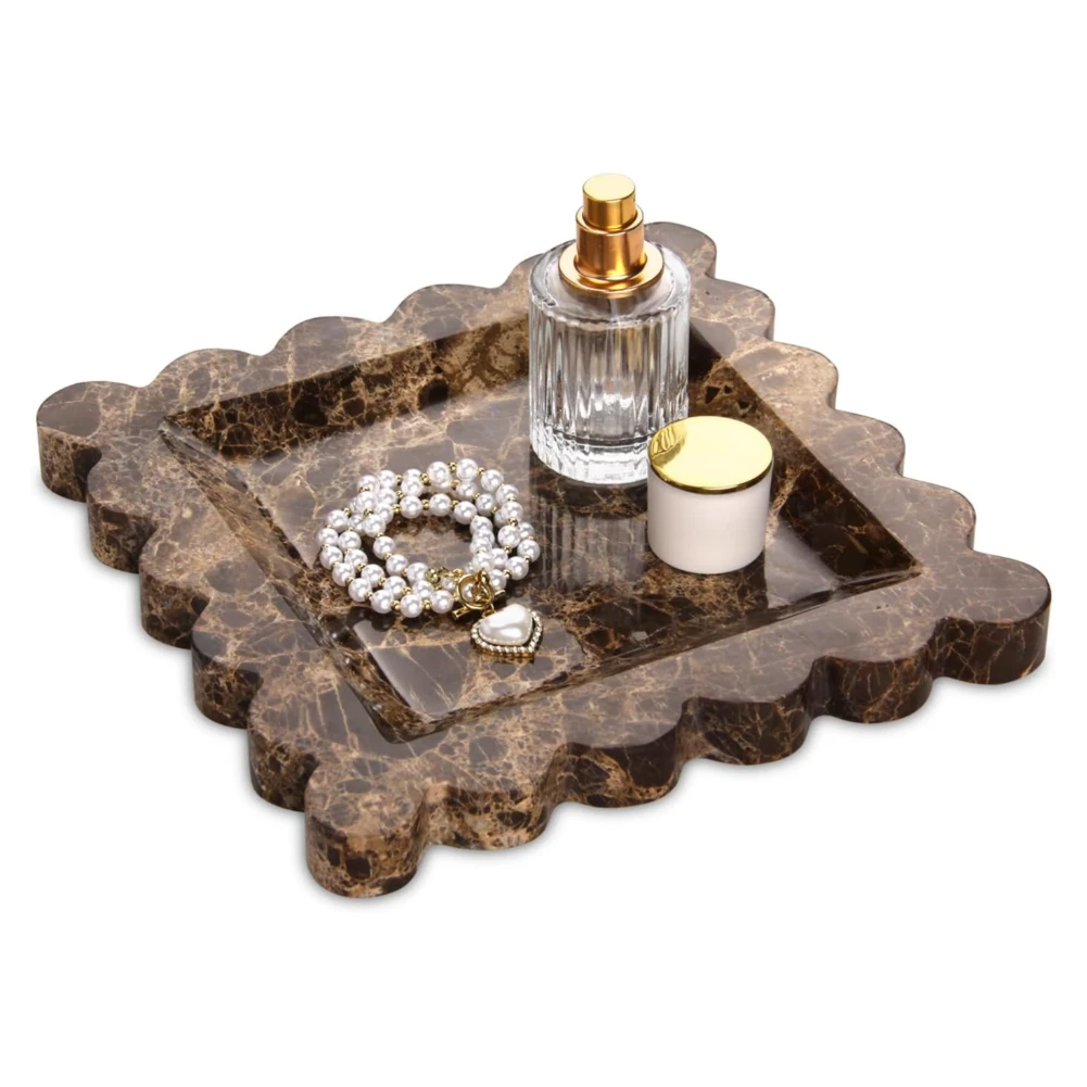 Luxury Coffee Net marble tray with wave edge