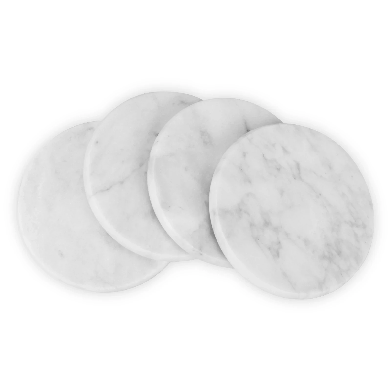 Set of 4 White grey marble round coaster