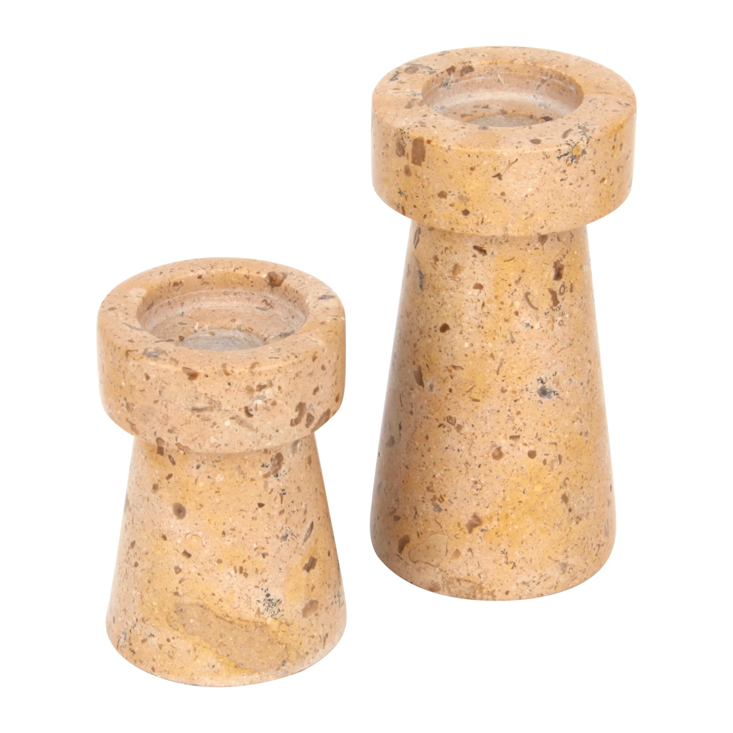 Set of 2 Muddy yellow marble candle holder